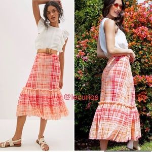 NWT Anthropologie Eva Franco Kym Flounced Midi Skirt.